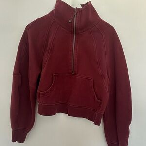 Lululemon Scuba Oversized Funnel Neck Half Zip Red Merlot XS/S
